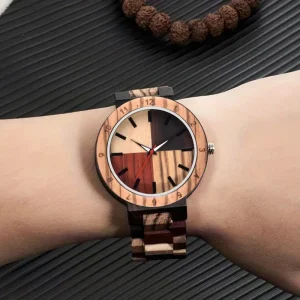 Wood Combined Quartz Wristwatches for Wooden Crafts Boxes and Wall Signs, Elegant Wood Timepiece