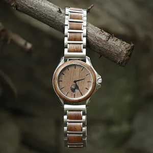 Wood Stainless Steel Wristwatch Classic Fashion Small Eye Wooden Watch for Men OEM Custom logo