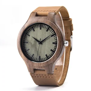 Wood Watch with Leather Strap Japanese Miyota Movement