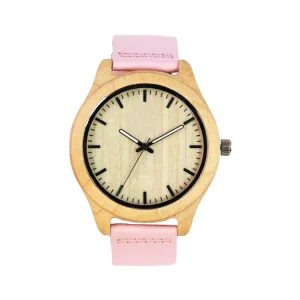 Wood and Leather Watch with Owl Design, 45mm Quartz Movement, 10mm Thickness Case