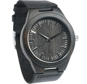 Wooden Bamboo Watch with Leather Strap Quartz Analog Casual Vintage