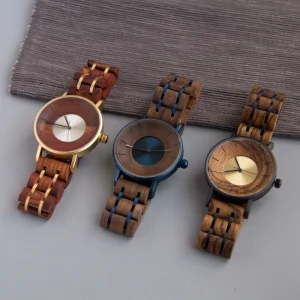 Wooden Watch for Men Natural Wood and Metal Quartz Watch