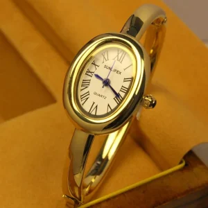 Wrist Watch for Stainless Steel Bracelet Small Oval Dial Ladies Quartz Watch Gifts for Women