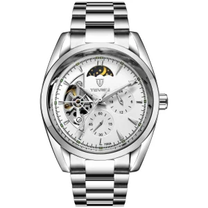 Wristwatch Tourbillon Transparent Lunar Phase Timing Stopwatch Mechanical Automatic Watch for Men