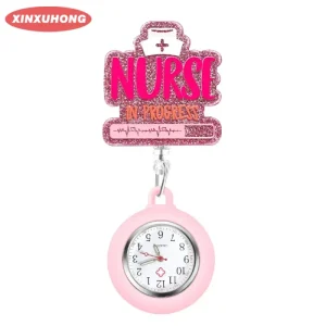 XXH A 048 Watch Badge Reel Customized Nurse Glitter Watch Badge Reel Nurse Doctor Pocket Watches Clip Hang Medicine Clock