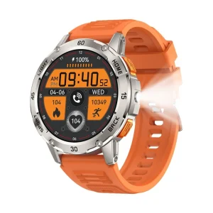 YK10 Outdoor Flashlight Smart Watch Compass Breathing Exercises Multi Sports Mode 400mAh IP68 Waterproof BT Call