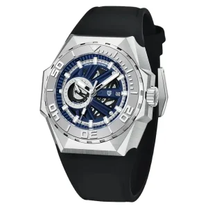 YS007 Luxury Men Manual Mechanical Automatic Wristwatch Silicone Leather Waterproof Wristwatch