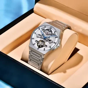 YS028 Tourbillon Men’s Watch Sapphire Glass Hollow Mechanical Wristwatch Stainless Steel Waterproof Automatic Watch