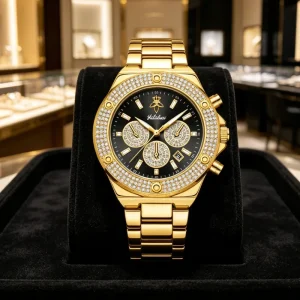 YaLaLuSi Fashion Men’s Women’s Quartz Watch Sports Bling Diamond Chronograph Alloy Band Numberless Dial