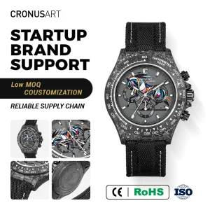 Year Horse Limited Edition Men’s Mechanical Watch Carbon Fibre Crystal Pointer Canvas Strap Customisable Logo Luxury Fashion