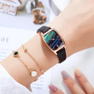Yishi New Women’s Watch Classic Fashion Square Head Watch Strap Quartz Watch Bracelet Set