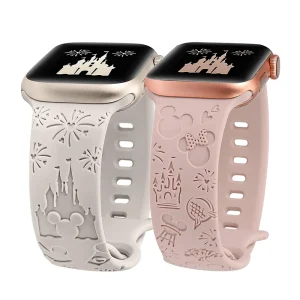 激光雕刻硅胶表带 iWatch 系列 11 10 9 8 迪士尼城堡压花硅胶表带 49毫米 46毫米 42毫米